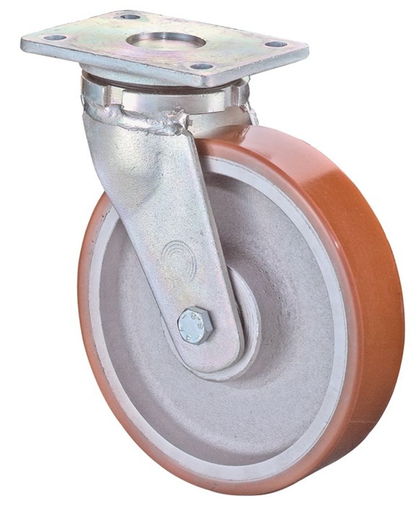 BS Rollen Lenkrolle RR100.C10.101 Durchmesser 100mm Tragfähigkeit 400kg Platte 138x110mm Rad Aluminium / Guss-PUR 95 - RR100.C10.101