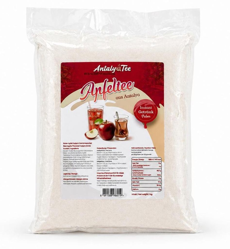 Apfeltee Instant Getränkepulver 1 kg aus Antalya für Heiß Produktbild 