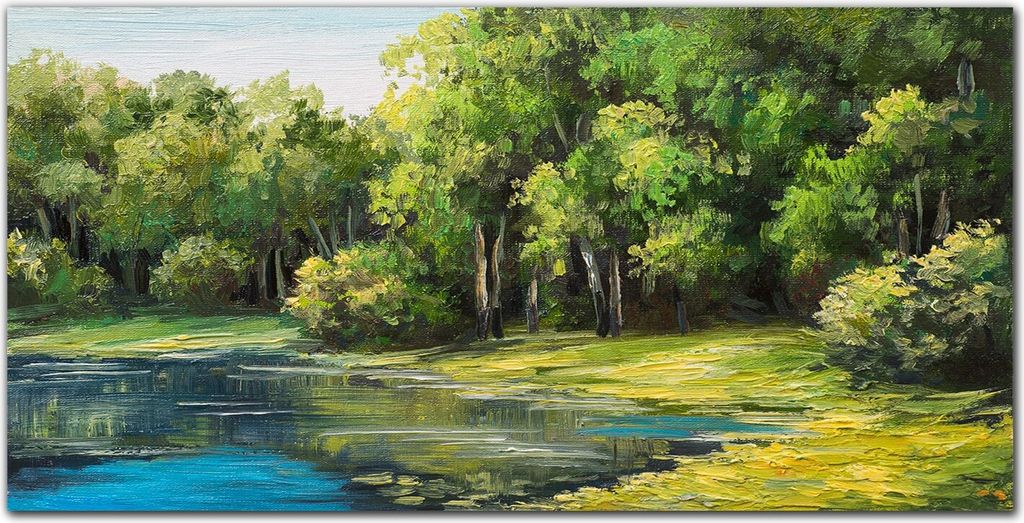 Coloray Küchenrückwand 140x70 Spritzschutz aus Glas - Forest Lake Natur Sträucher