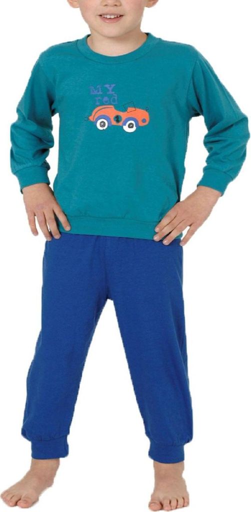 Jungen Kleinkinder Schlafanzug Pyjama mit Bündchen und Auto als Motiv - 53516 ; türkis , 92