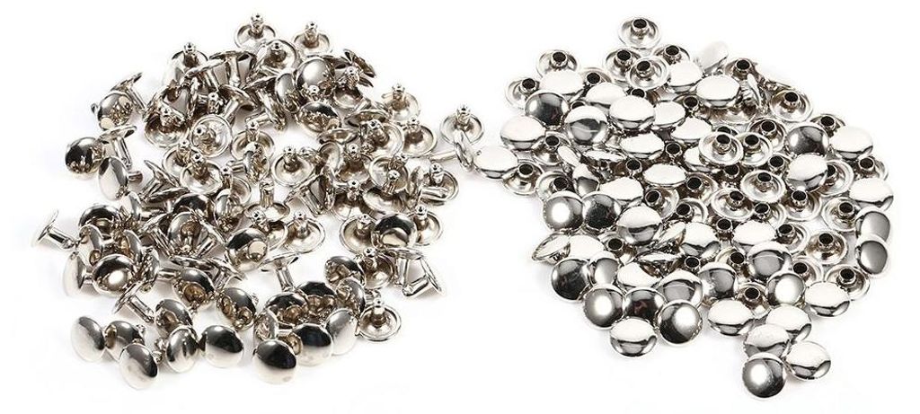 100Sets 8 x 10 mm Doppelkappe Nietgivet Metall Leder Bastel Reparaturen Stufen Spike Decoration (Silber)