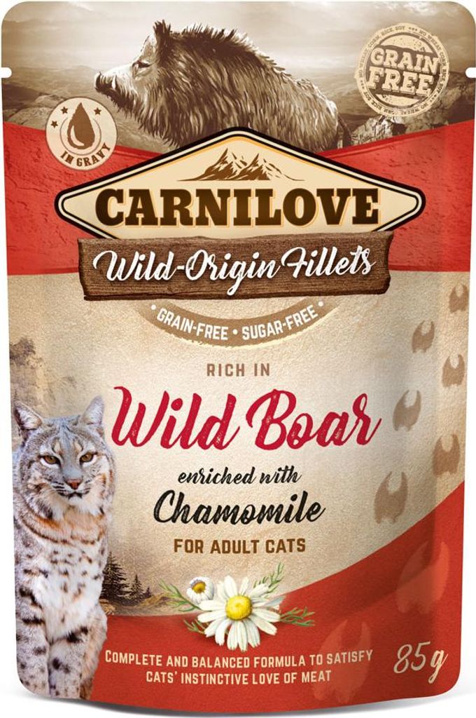 Carnilove Katze Pouch – Wild Boar with Chamomile 24x85g