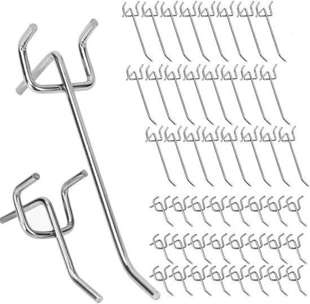 50 Stifthalter für Bohrplatten, Accessoires für Pinnwände, Haken für Pinnwände, Haken für perforierte Platten (3,5 cm, 8,5 cm)