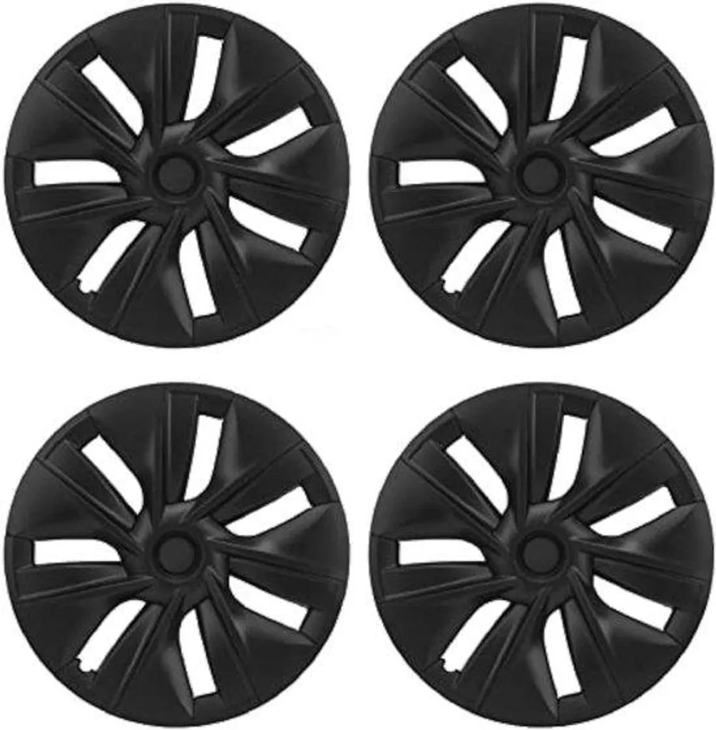 Kit de 4 Enjoliveurs de Rechange pour Tesla Model Y - Look Noir Sportif