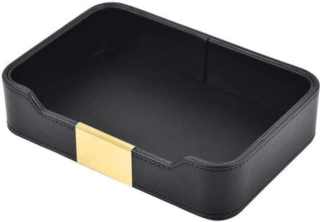 Boîte de rangement en cuir noir de luxe pour bijoux et montres