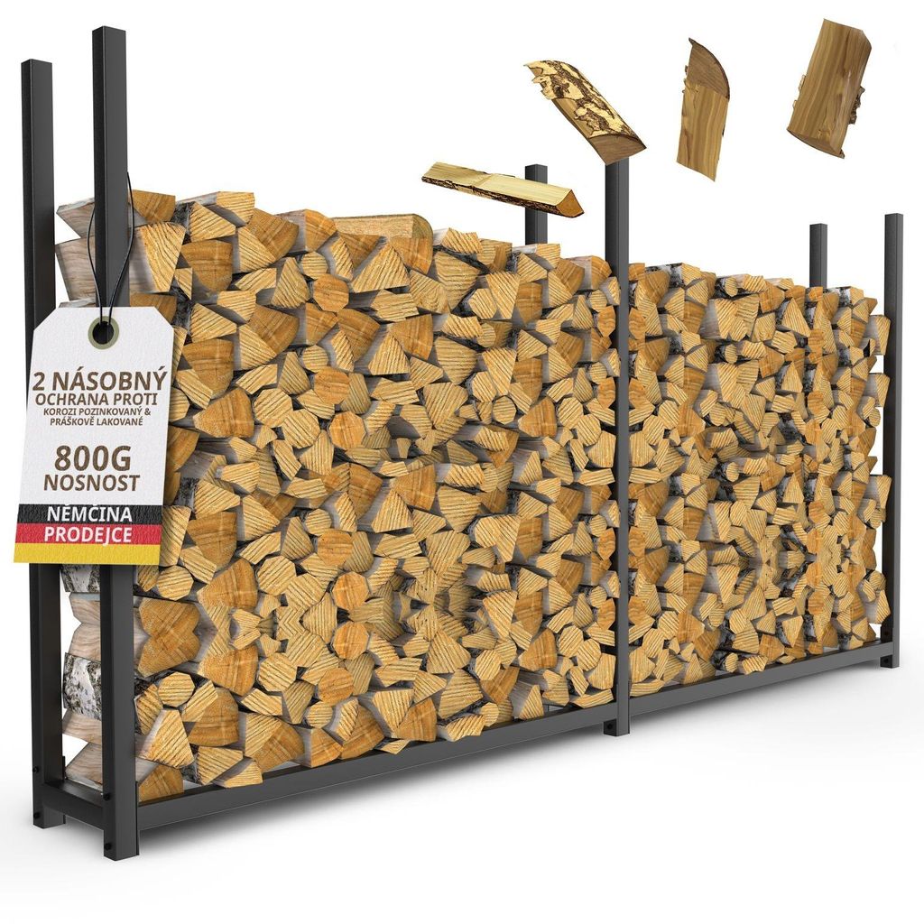 Kovový stojan na dřevo ke krbům 223cm x 25cm x 115cm Obrázek produktu 