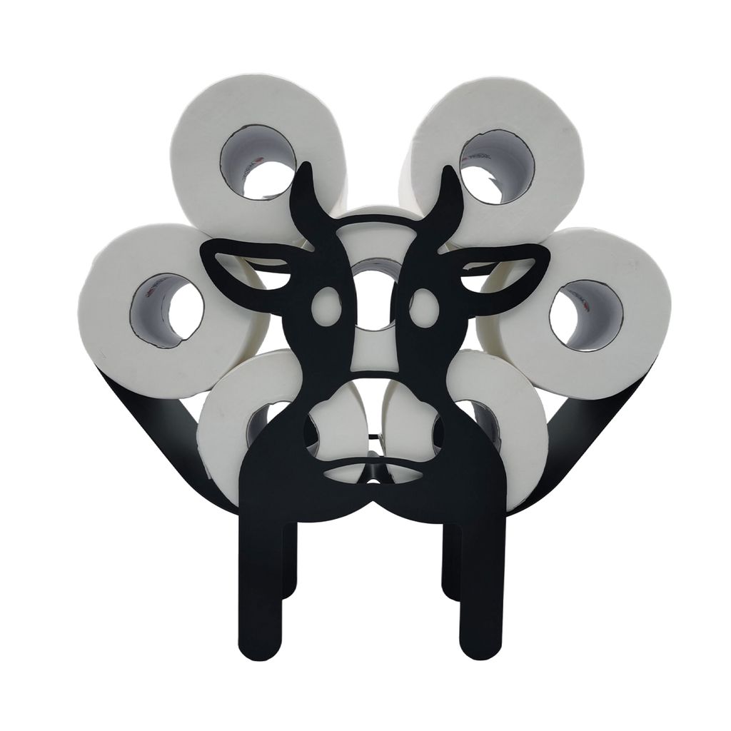 Sanics Ersatzrollenhalter Freistehend – WC-Papierhalter – Kuh – Toilettenpapierhalter Schwarz – Tier