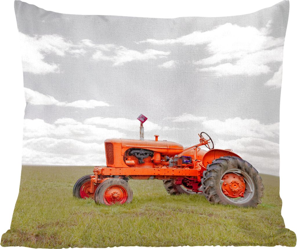 MuchoWow Zierkissen Sofakissen Wohnzimmer Dekokissen 60x60 cm Traktor - Räder - Vintage - Sitzfläche - Foto Polster