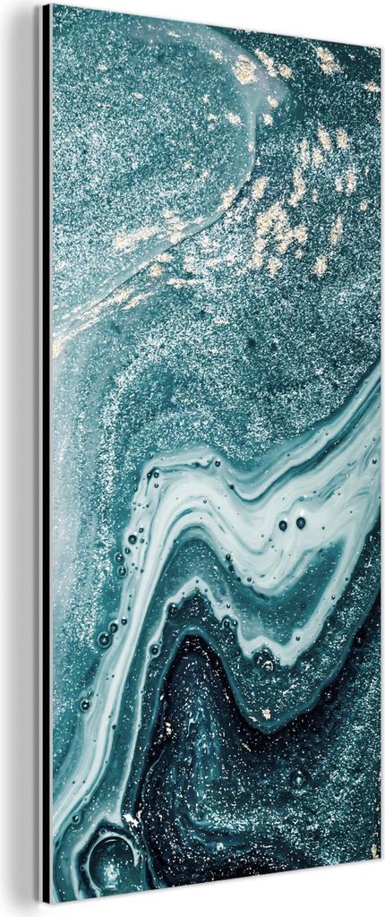 MuchoWow Wanddekoration Metall Metallbild Wandkunst 40x80 cm Edelsteine - Blau - Natur - Marmor - Abstrakt MuchoWow Aluminium Gemälde - Wanddekora...