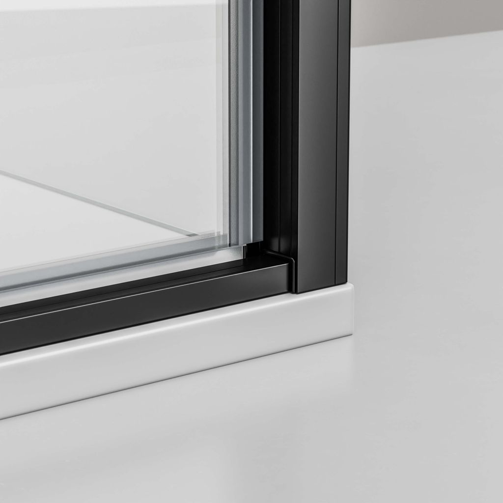 Eckdusche mit Drehtür an Festfeld NT606 - FLEX - Nano Echtglas - 6 mm - Flexible Montage - Breiten & Profilfarbe wählbar, Breite Türelement:100 ...