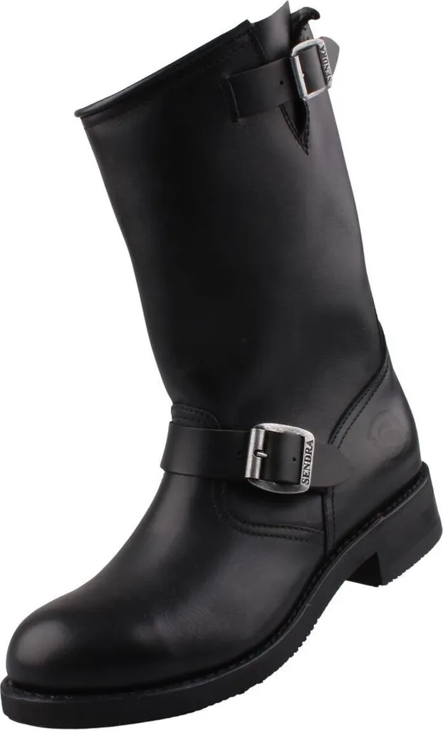 Sendra 2944 Schwarz : Bottes Engineer en Cuir Noir pour Homme Haut de Gamme