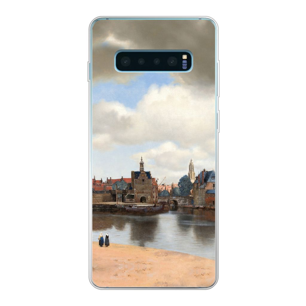 MuchoWow Handyhülle Schutzhülle Hülle für Samsung Galaxy S10 Lite Ansicht von Delft - Gemälde von Johannes Vermeer Silikon Softcase Handy H...