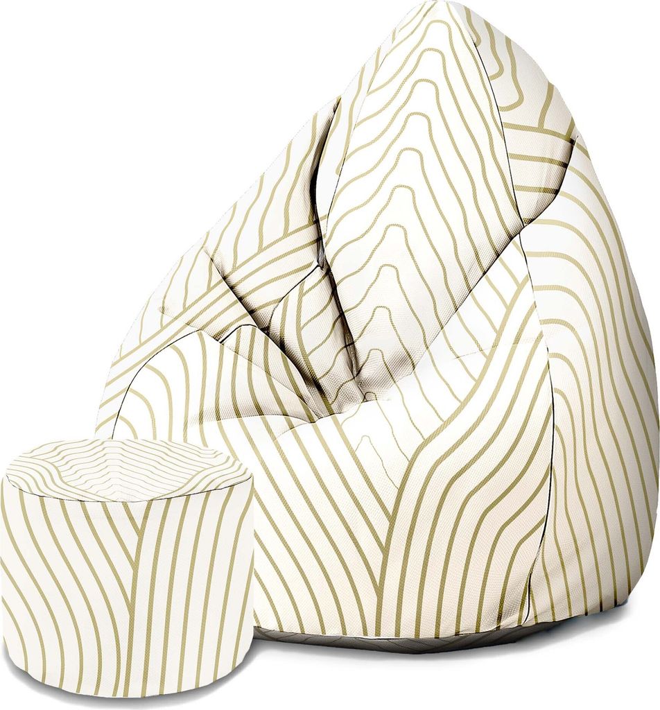 Dreamroots Bean Bag 80x80x120cm Sitzsack mit Lehne und Hocker und Bezug Sitzkissen Boden Sack Bubibag Sitzsack Sitzsack mit Füllung mit Mountain Wave