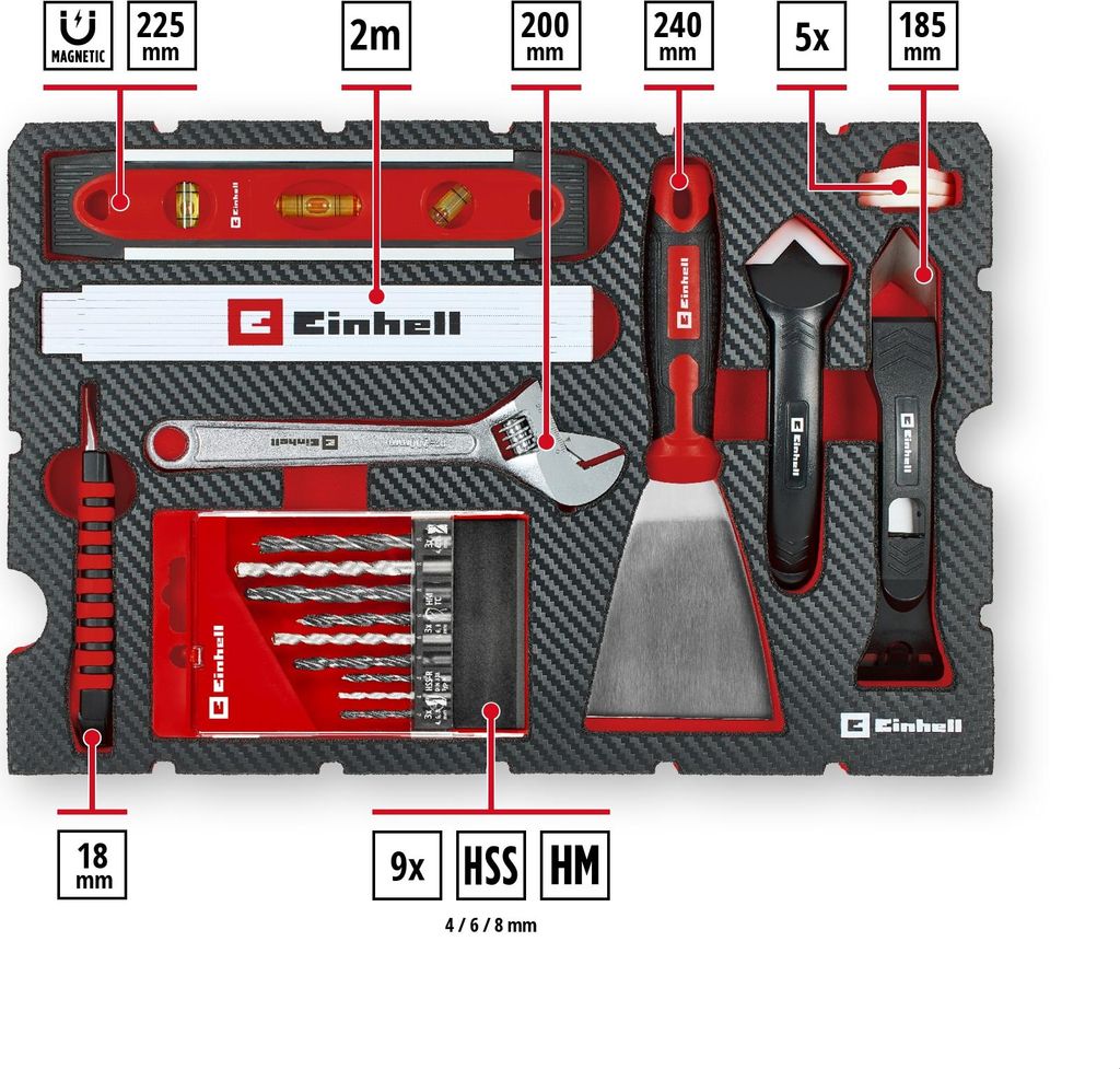EINHELL Werkzeugkoffer Renovierung, 370517, E-Case, 78-teilig