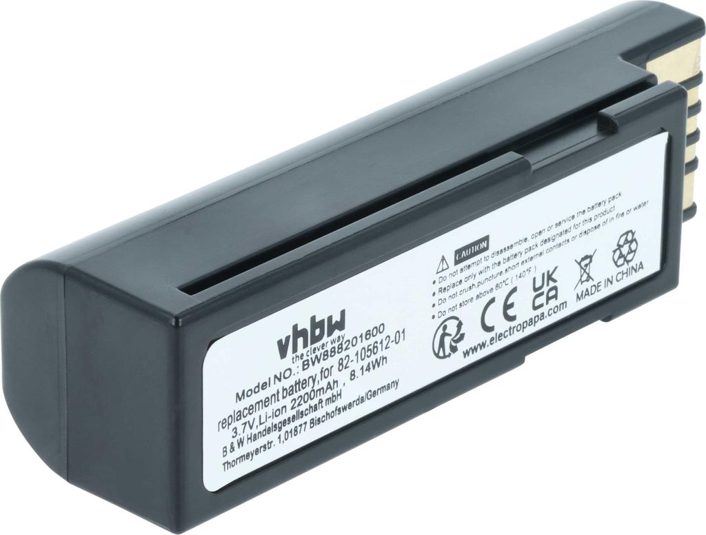 vhbw Akku Ersatz für Zebra BTRY-36IAB0E-00, 82-166537-01 für Barcodescanner POS (2200 mAh, 3,7 V, Li-Ion)