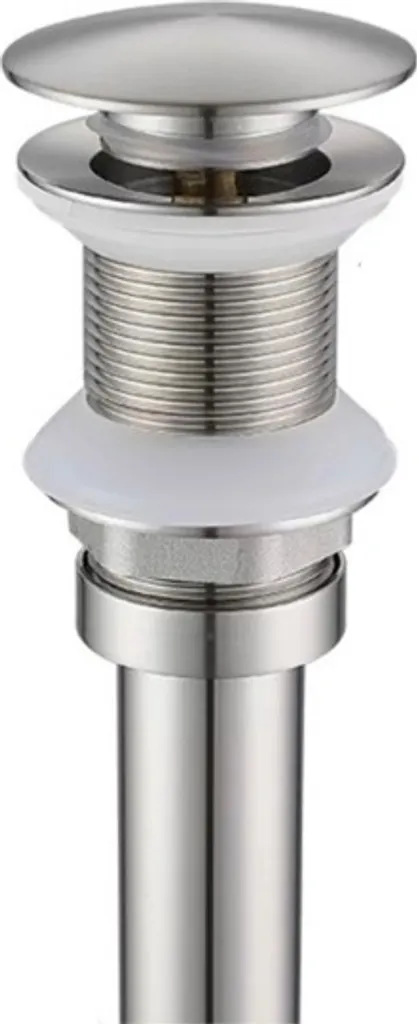 INF Bonde de lavabo automatique nickel brossé sans trop-plein - 1/4