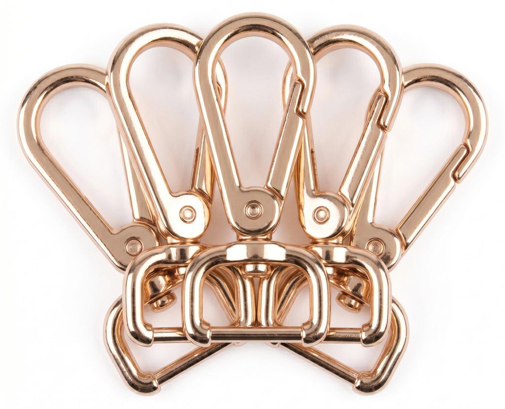 5 Bolzen-Karabiner Karabinerhaken Taschenkarabiner Größen Farbwahl - Gurtband Hundeleinen rosegold