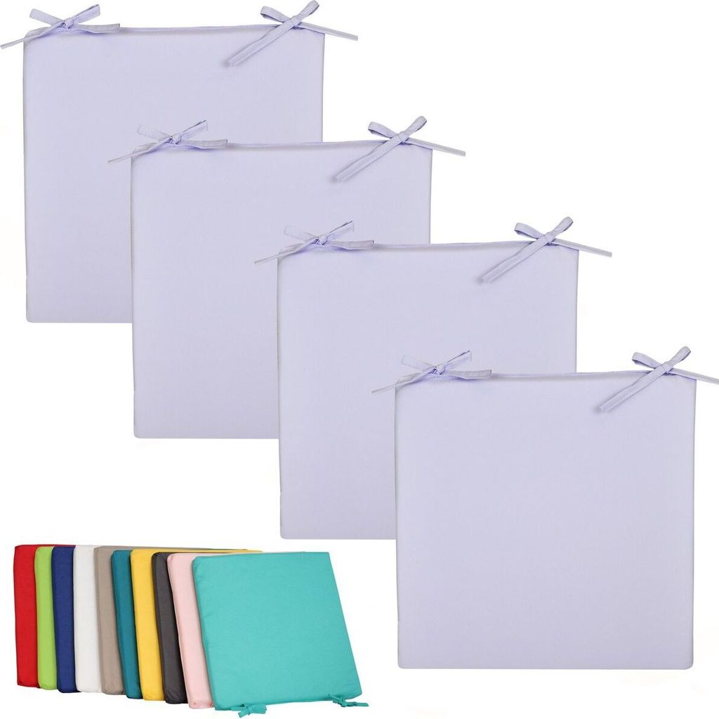 4x Outdoor Stuhlkissen 40x40cm viele Farben Lounge Kissen Wasserfest Sitzkissen Garten Lotus Effekt, Farbe:Flieder