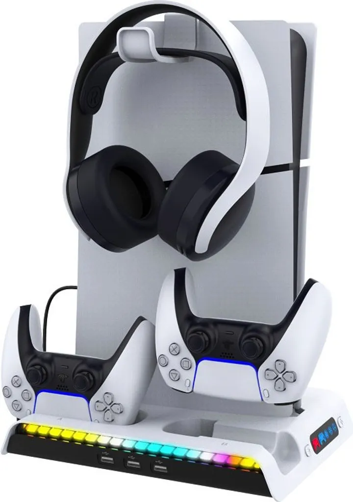 Station de charge ipega P5S006 RGB pour PS5 Slim - Support Blanc Pro - 5