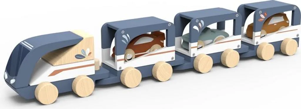 Petit Train de Rangement en Bois Coloré Speedy Monkey Déco de Chambre