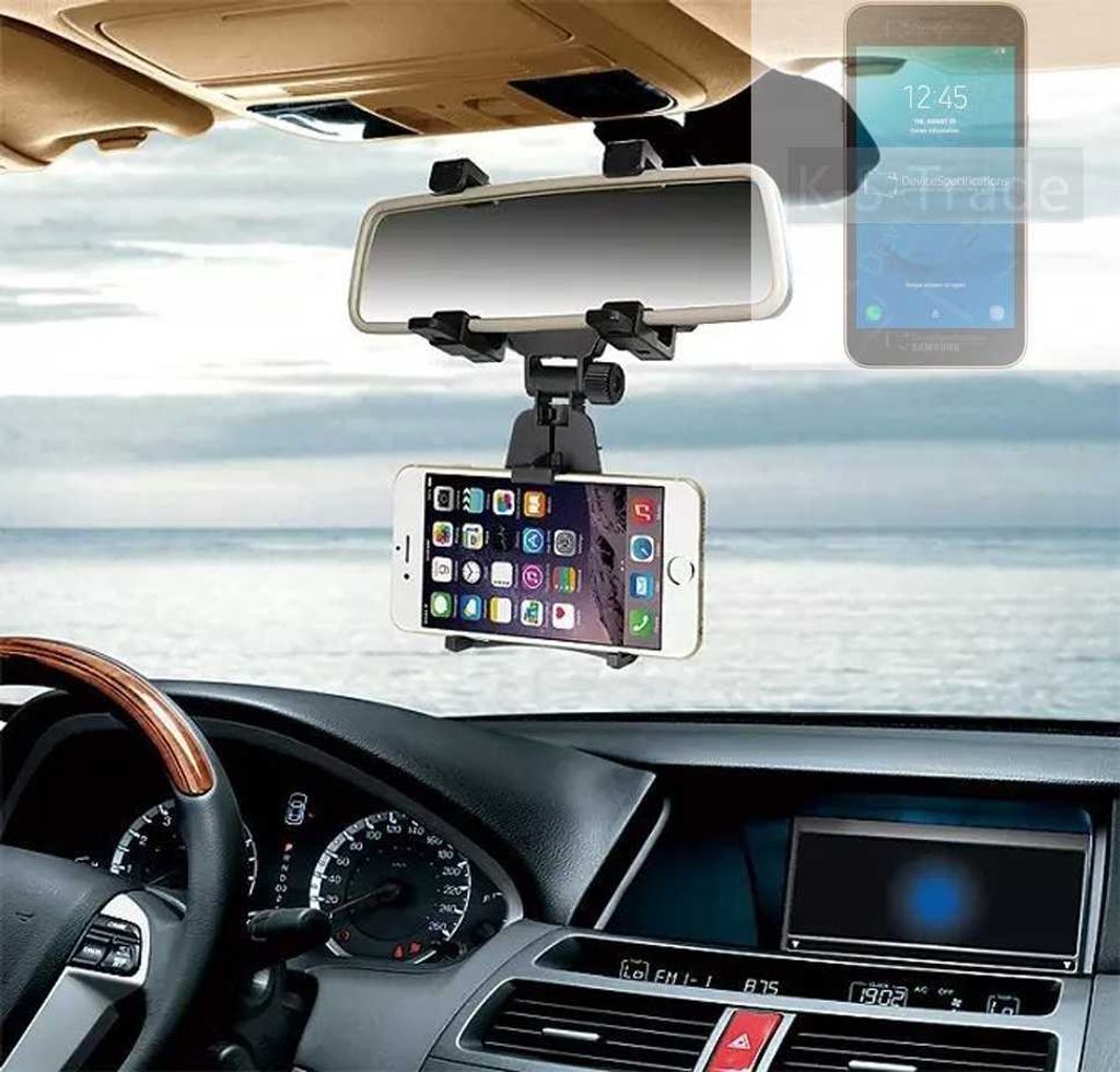 K-S-Trade Smartphone Halterung kompatibel mit Samsung Galaxy J2 Core 2020 Rückspiegel Halterung schwarz Auto Halterung KFZ Halter