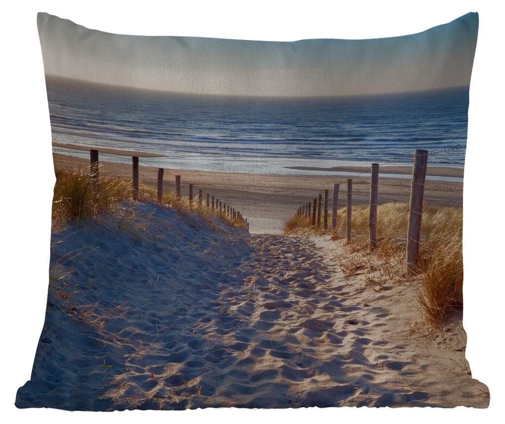 MuchoWow Outdoor Kissen - Strand - Meer - Niederlande - Dünen - Sonne - 50x50 cm - Wetterfest - Lounge Kissen - Komfortabel - Kissen mit Bild