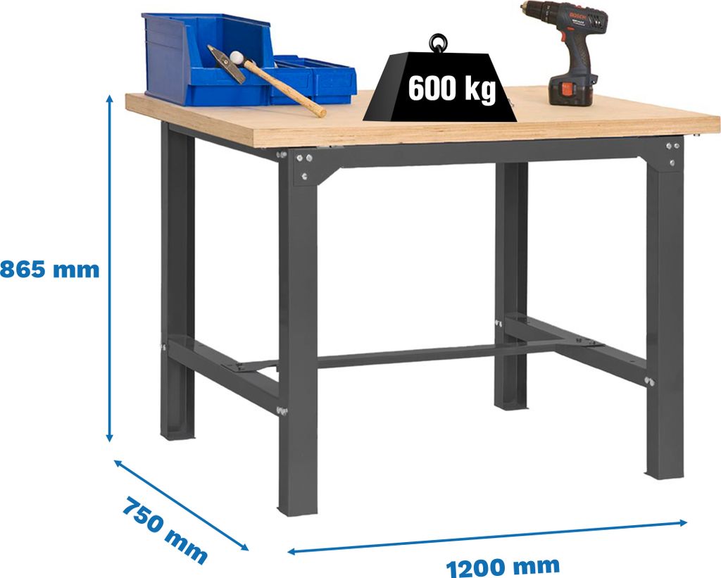 Simonrack Werkbank SIMONWORK BT6 anthrazit 120,0 x 75,0 x Produktbild 