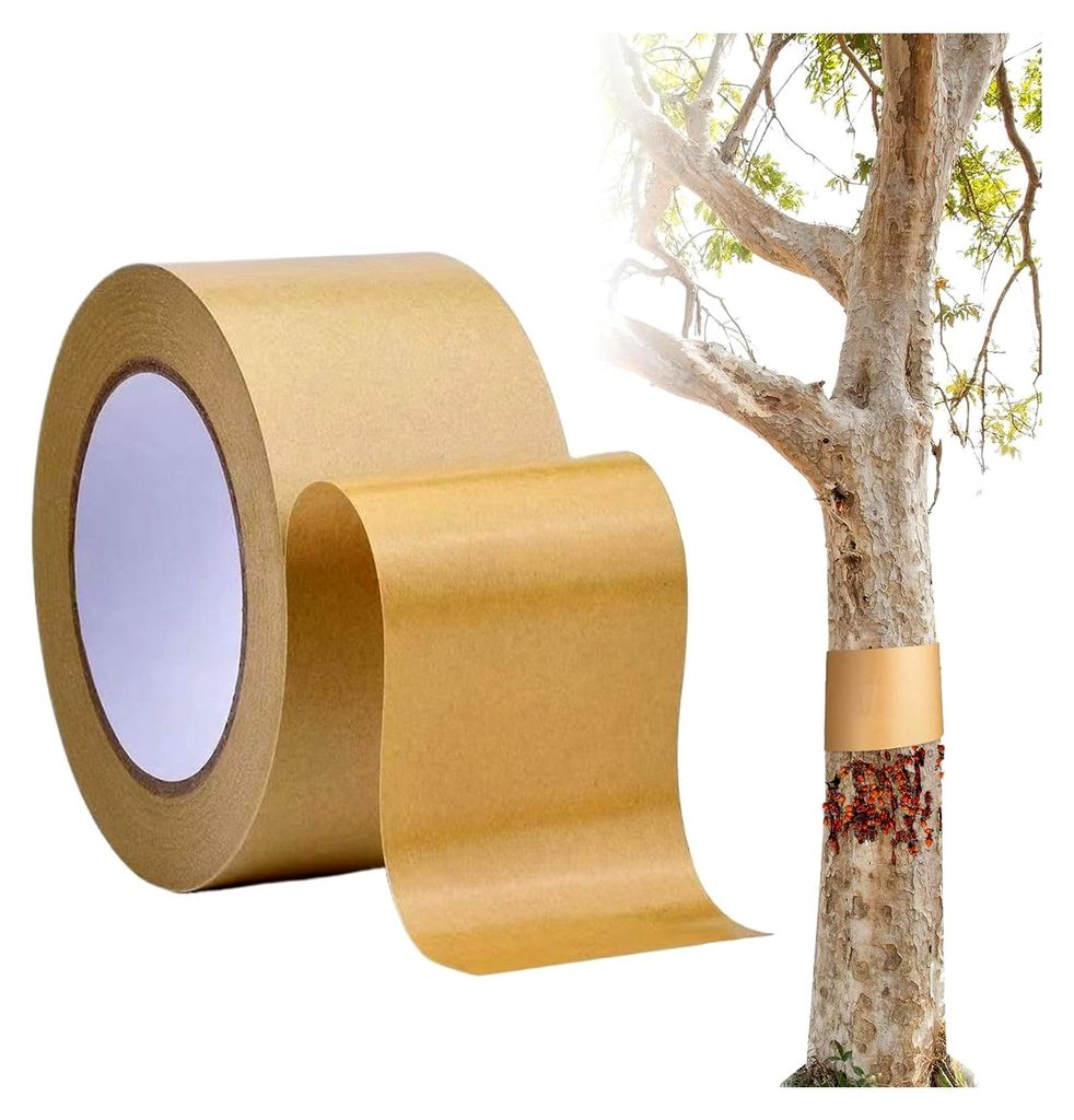 Baumschutz Wickelband, 50 m x 5 cm - Selbstklebendes, rutschfestes Kraftpapier gegen Raupenbefall für Gartenpflanzen