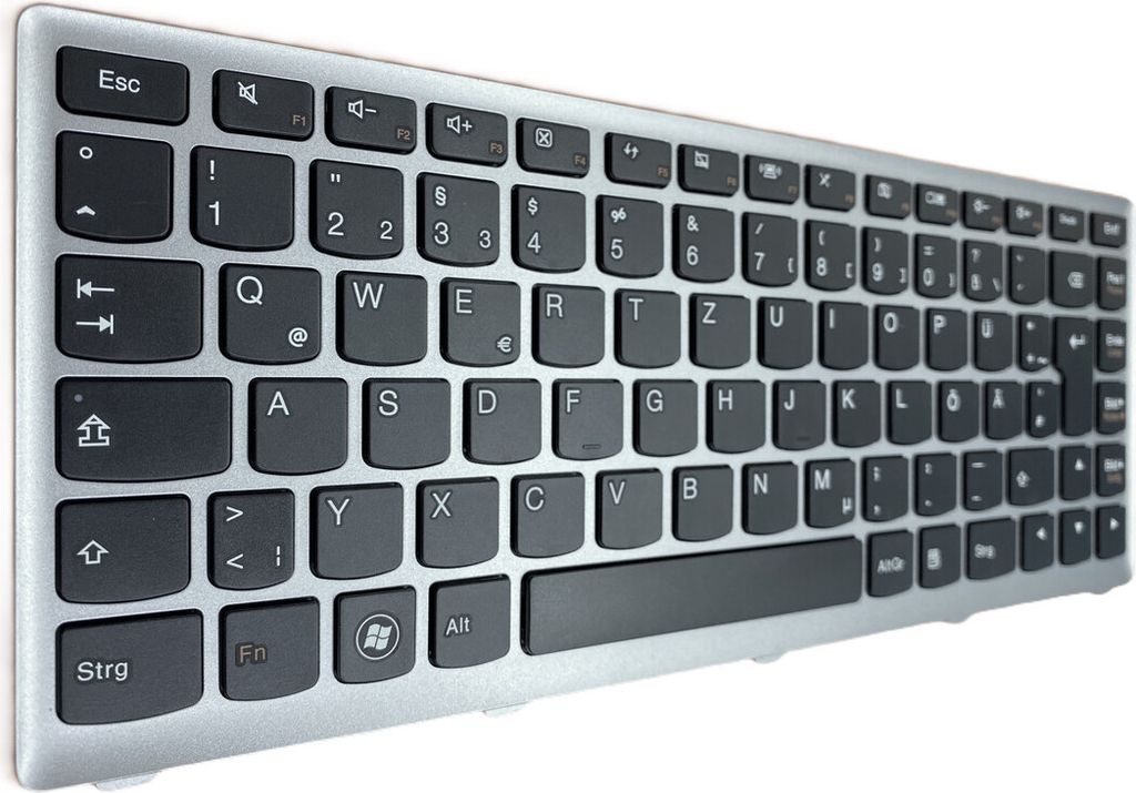 DEUTSCHE - Tastatur Schwarz. Silber Rahmen kompatibel für Lenovo IdeaPad U410 (MAH64GE)
