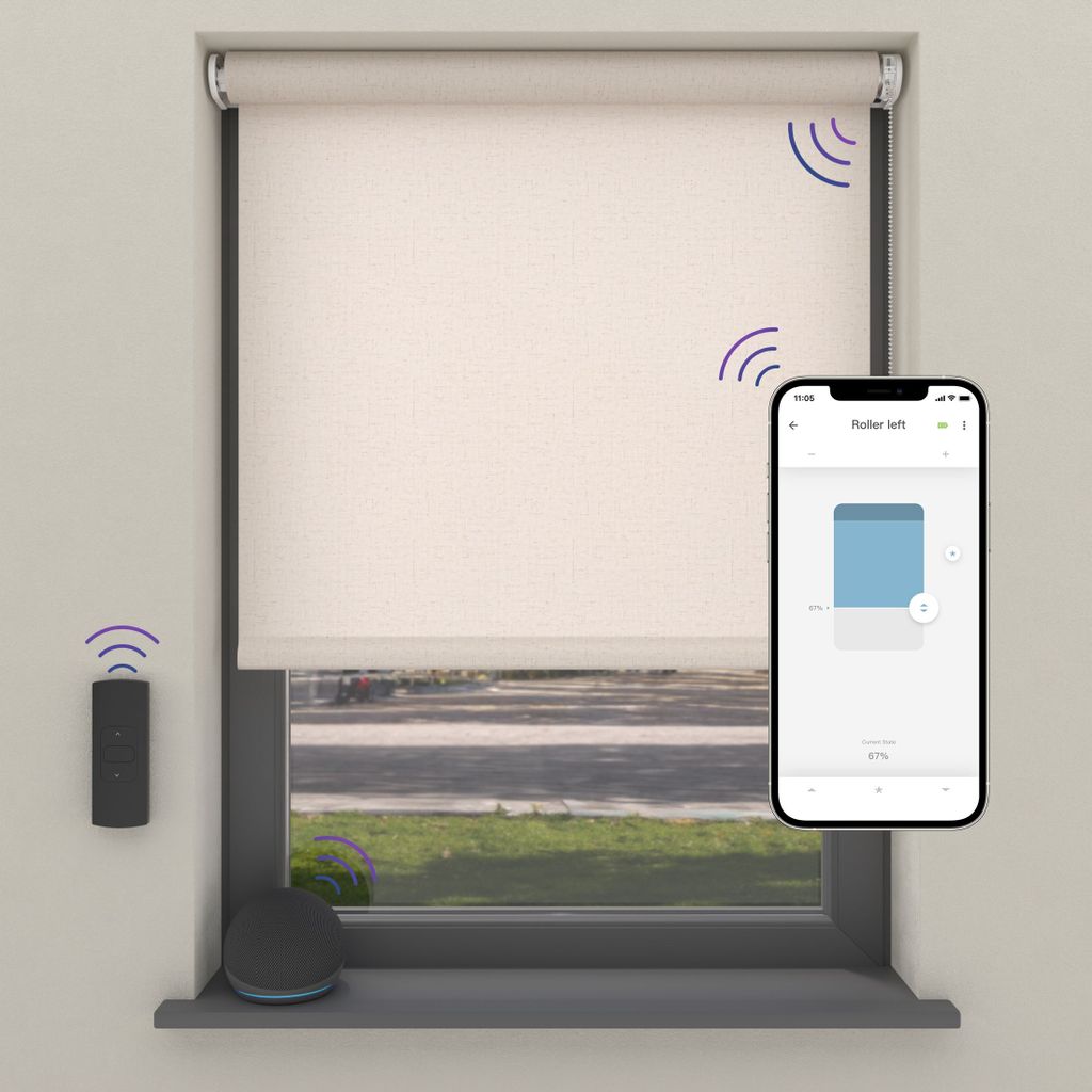 Cocoon Home Elektrisches Rollo 70x190 - Lichtdurchlässig - Smart - Leinen