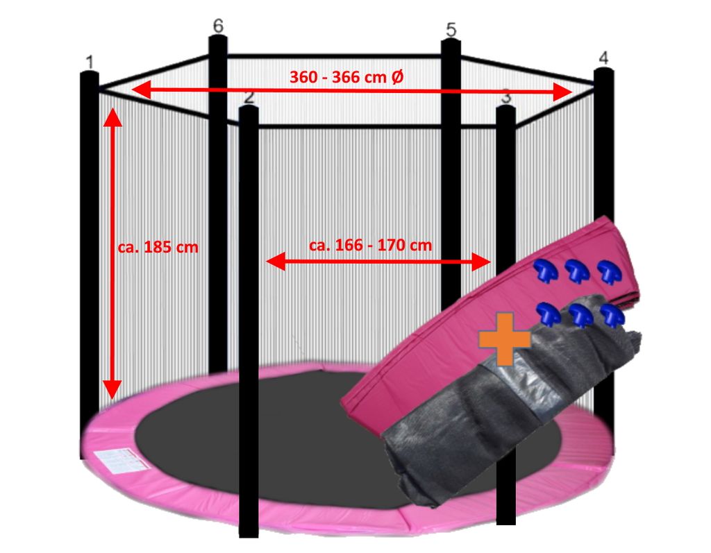 walexo Trampolin Randabdeckung + Sicherheitsnetz für 6 Produktbild 