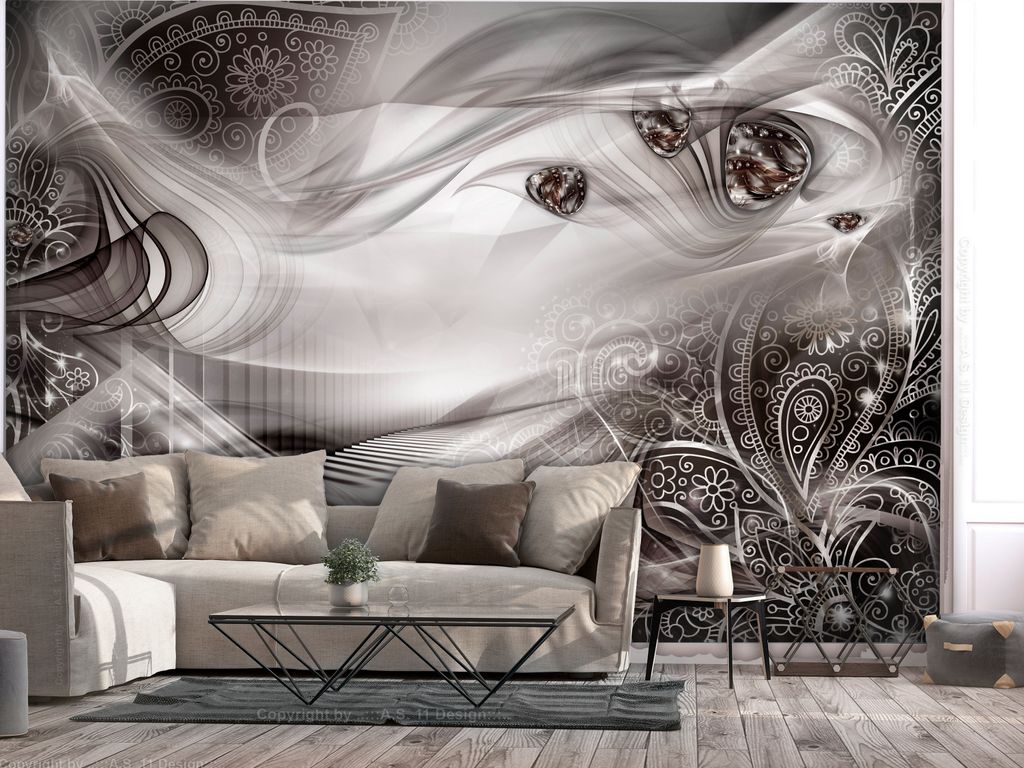 Vlies Fototapete Abstrakt 400x280 cm Tapeten Wandtapete XXL Mandala Zen Beige Grau a-A-0544-a-c
