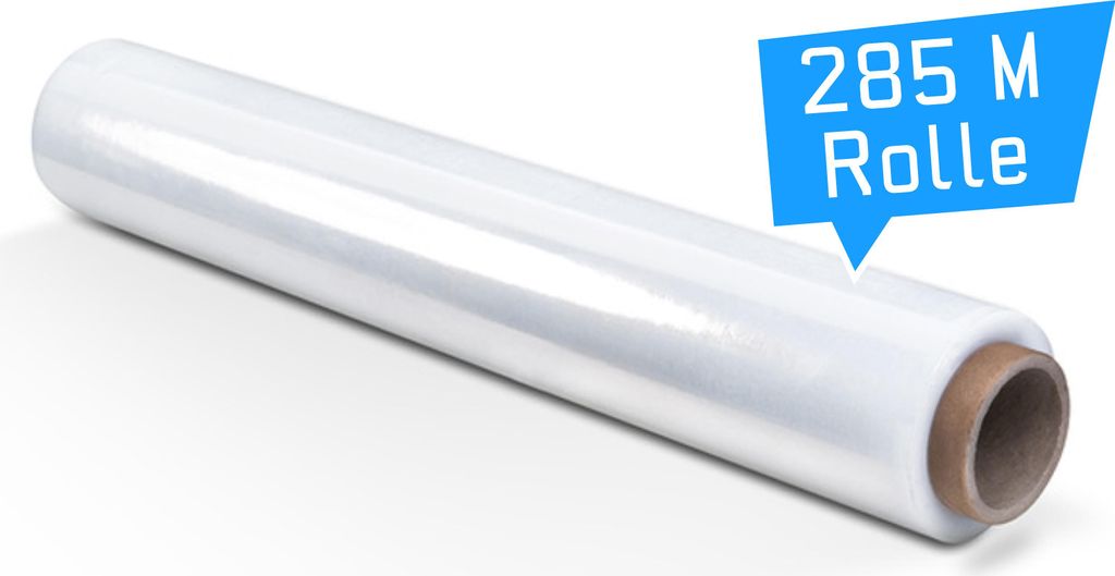 Stretchfolie Palettenfolie Wickelfolie 500mm x 285 lfm 1 Rolle 20my transparent
