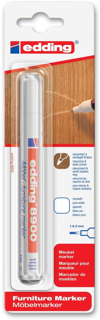 edding 8900 meubelmarker, wit (verpakking met 1 stuks) Productafbeelding 