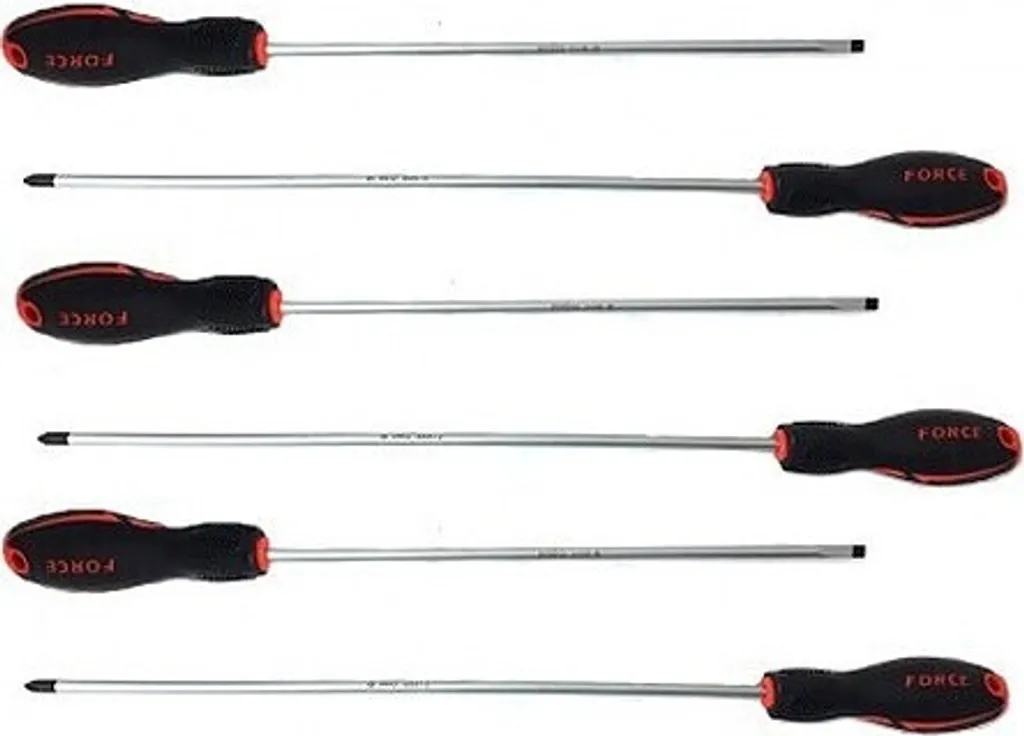 Jeu de tournevis extra-longs 6 pièces cruciformes et fente en acier
