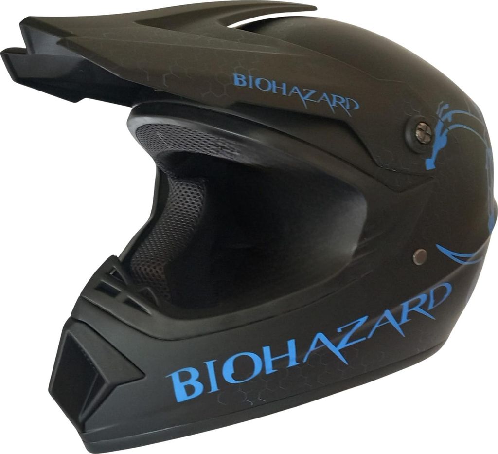 Crosshelm Helm Kinderhelm Motorradhelm Motocross Quad BIOHAZARD teal Größe M