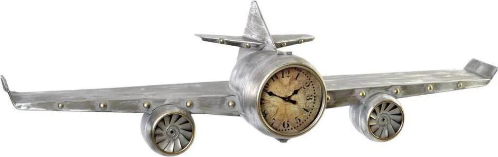 Horloge Murale DKD Home Decor Avion en Métal et Bois MDF 101x22x26 cm