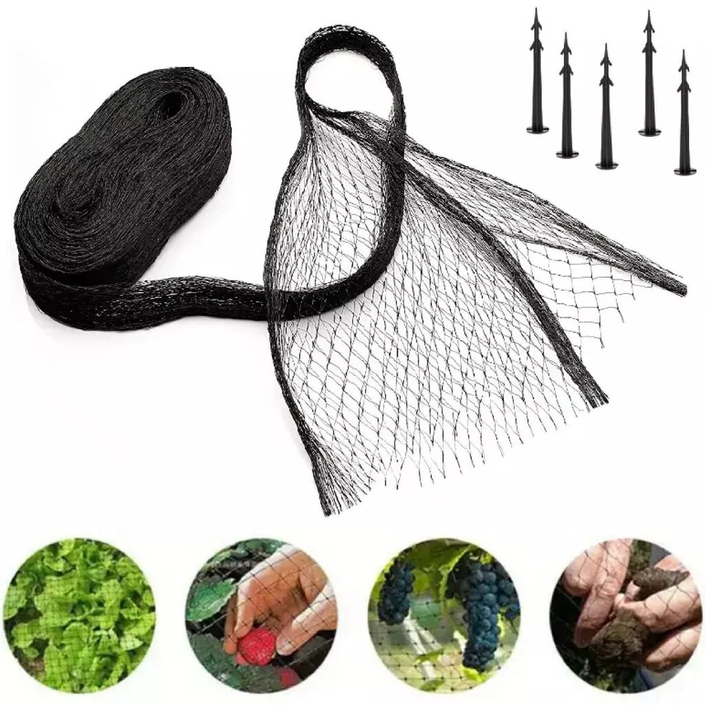 MIKONI Vogelschutznetz | 8 x 14m | SCHWARZ | +16x ERDANKER | Vogelschutz Obstschutz Gartennetz Vogelnetz Laubschutz Teichnetz Vogelschutz Obstbaumnetz