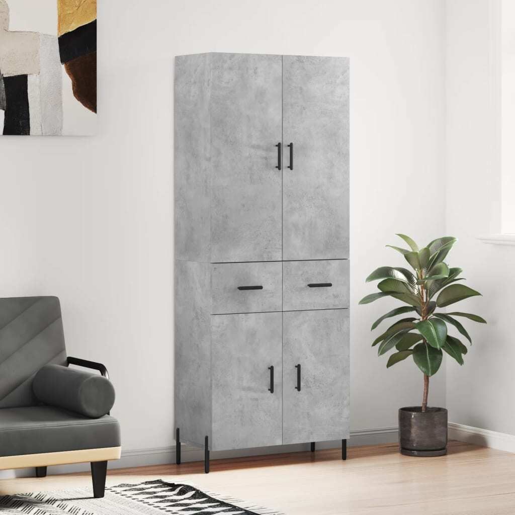 "2026 Promotion" Highboard/Vitrine/Beistellschrank - Betongrau 69,5x34x180 cm Holzwerkstoff - Kommoden CC10578