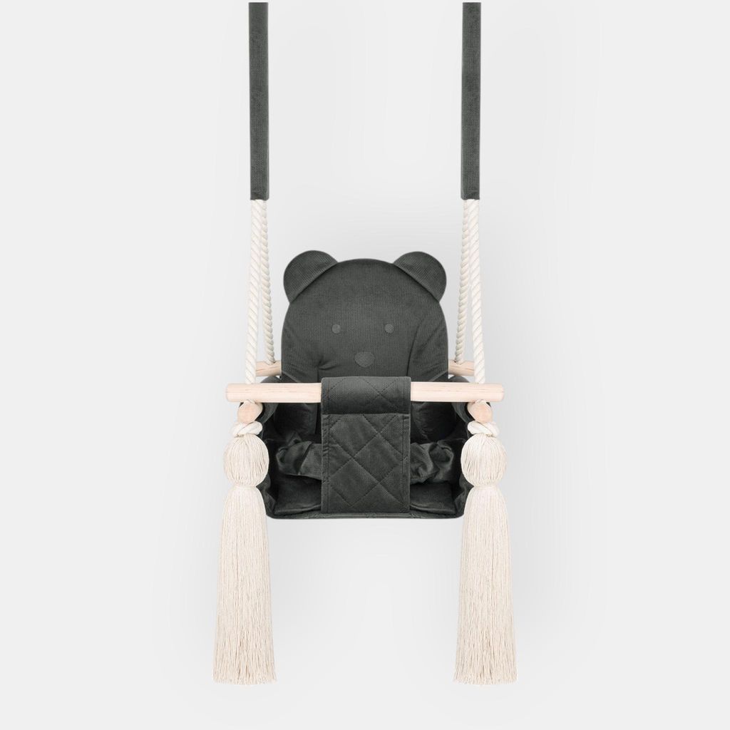 Indoor-Babyschaukel Dunkelgrau aus Velvet – Mit Produktbild 