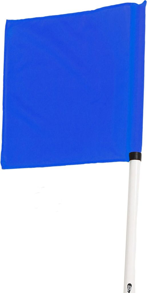 A single blue corner flag on a white background.