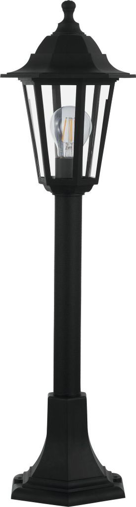 EGLO Außen Stehlampe Duanera, 1 flammige Außenleuchte Vintage, Retro, Standlampe aus Kunststoff in Schwarz und Glas in Klar, Außenlampe mit E27,...