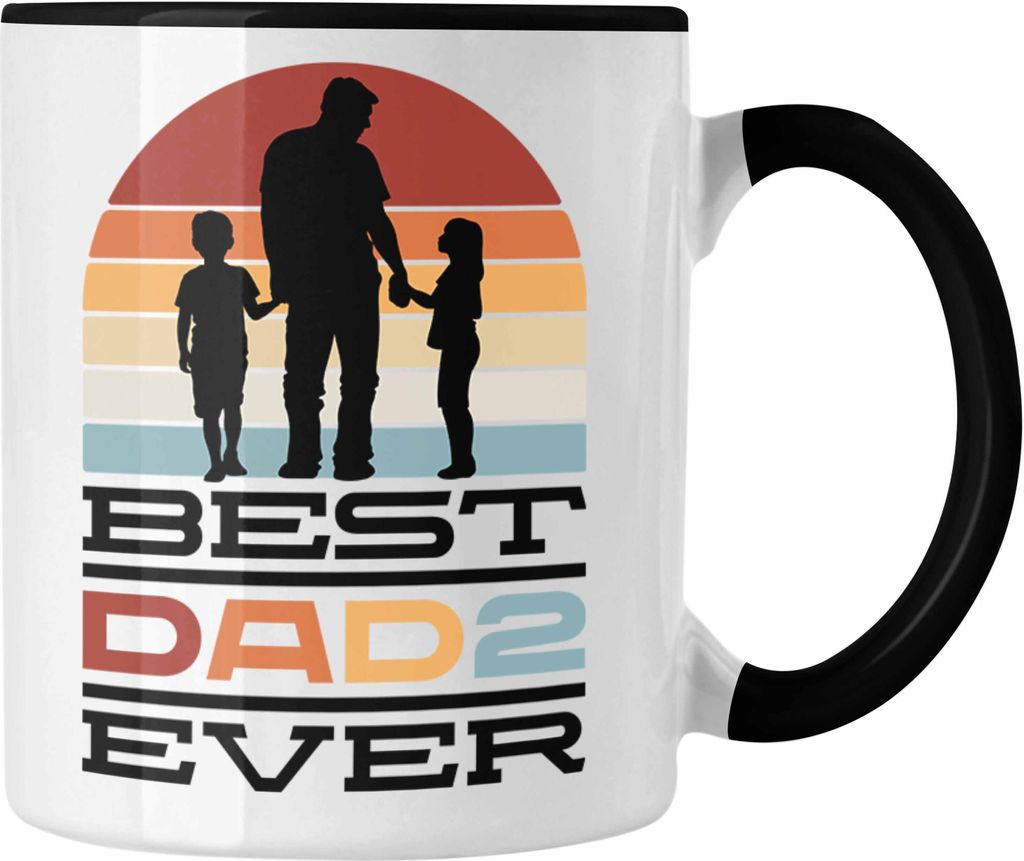 Trendation - Stiefvater Tasse Geschenk für Stiefpapa Kaffee-Becher Geschenkidee Vatertag Geburtstag Weihnachten Bonus-Papa (Schwarz)