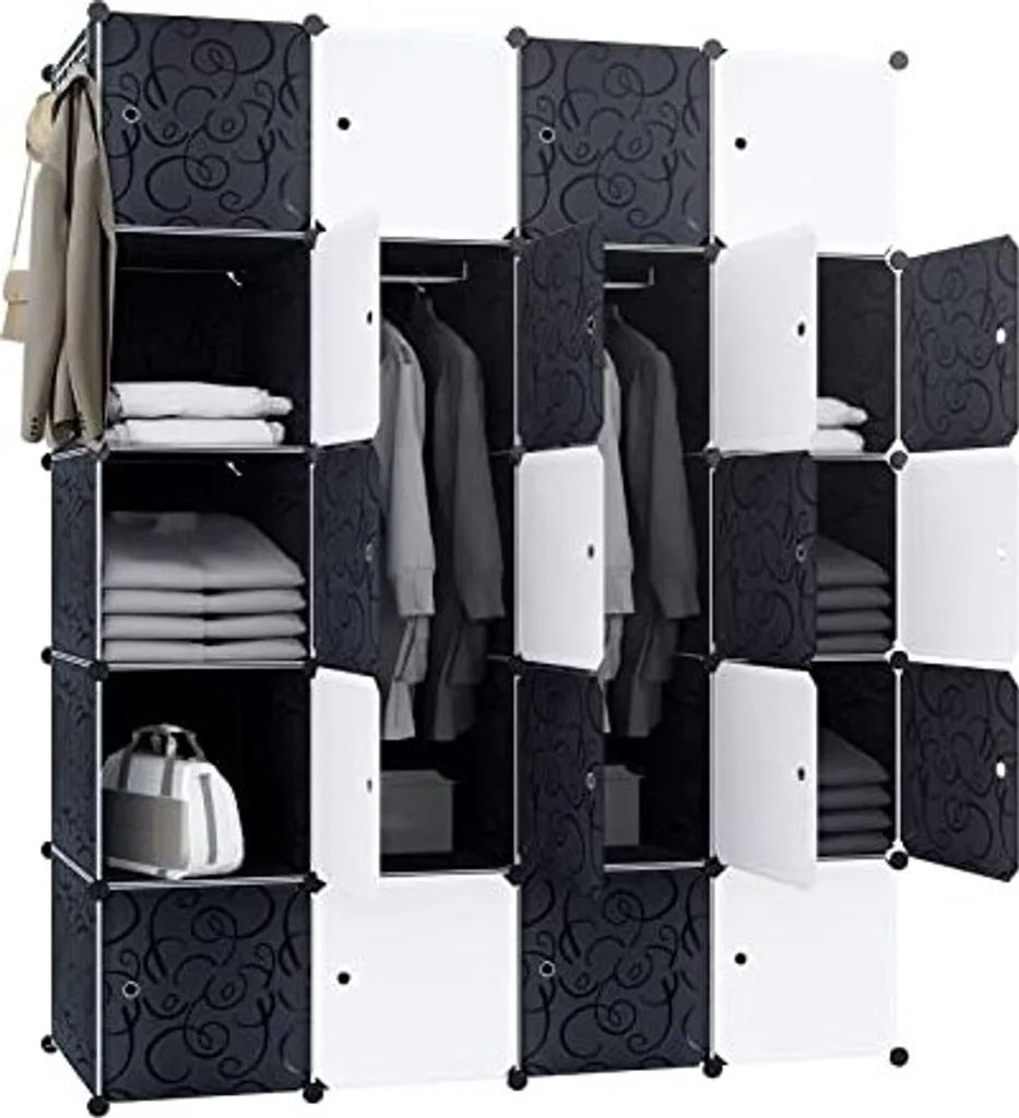 Dressing Modulable DIY pour Chambre : Armoire 20 Compartiments Noire
