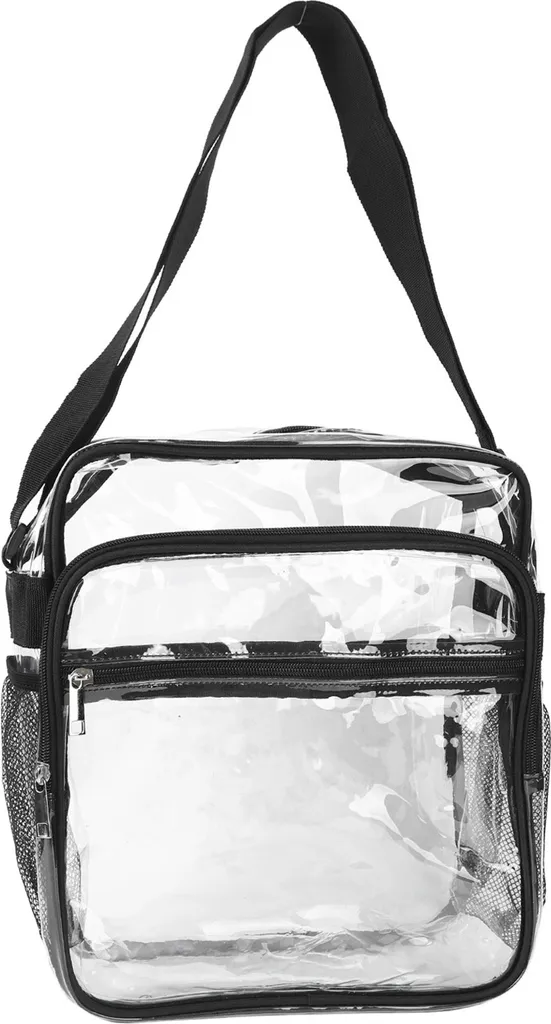 Sac à bandoulière en PVC transparent noir pour voyage et concerts