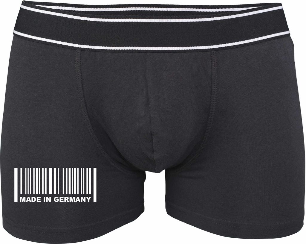Boxershorts - Mann - Boxer-0044-man-black-v-M - schwarz - M - vorn - Germany Barcode - lustiges Motiv - Spruch - Unterwäsche - Unterhose - Freize...