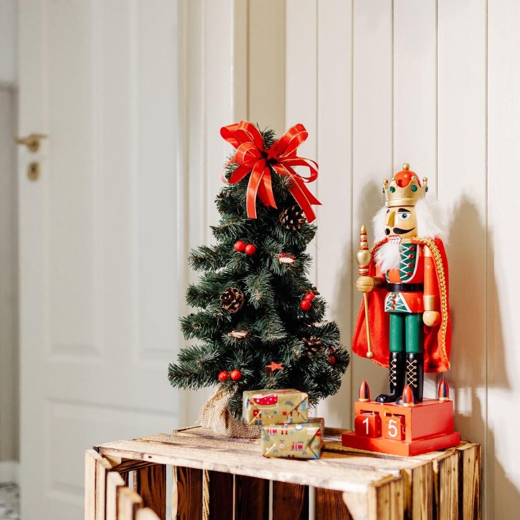 Creative Home Kleiner Weihnachtsbaum Rot Geschmückt - Höhe 40 cm - Künstlich