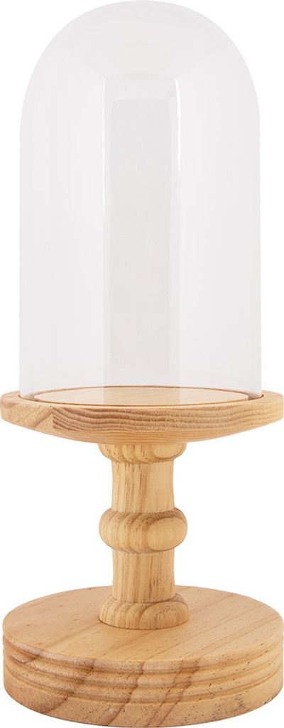 Clayre & Eef Glasglocke Ø 14x34 cm Braun Holz