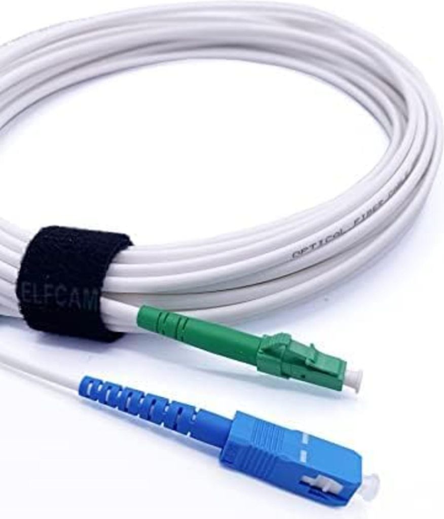 Elfcam - 30m Glasfaser-Kabel LC/APC auf SC/UPC Stecker für FRITZ!Box, Simplex Singlemode 9/125μm OS2 LWL Patchkabel, Weiß,(35m)
