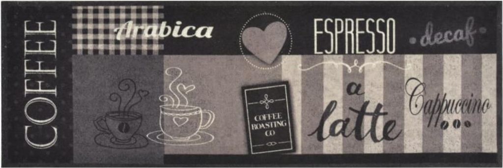 vidaXL Küchenteppich Waschbar Coffee Schwarz 60x180 cm Samt Produktbild 